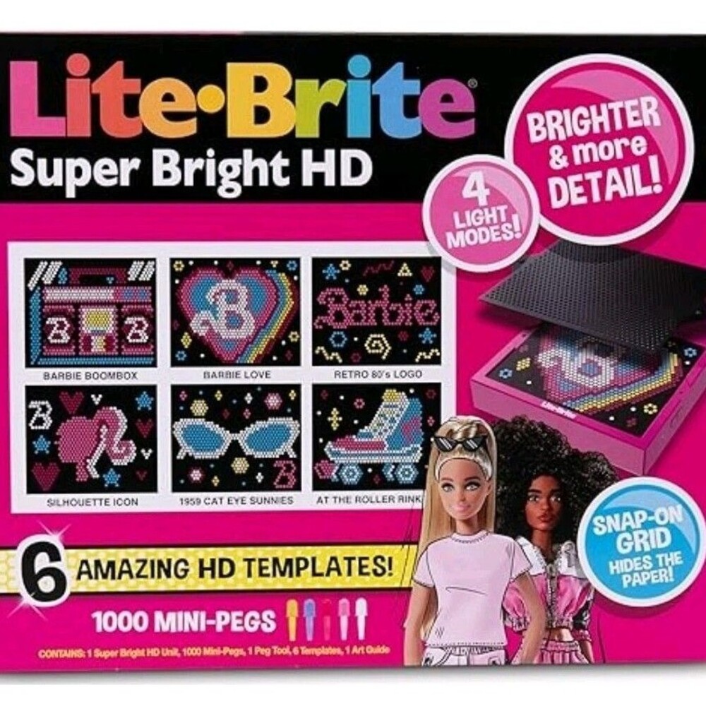 Lite Brite Super Bright HD Barbie Edition Creative Retro Light-Up Screen Girls